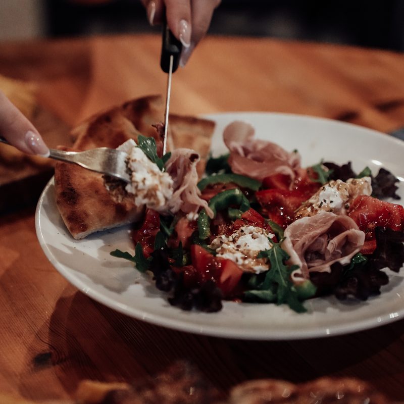 Greek salad with feta, tomatoes and olives